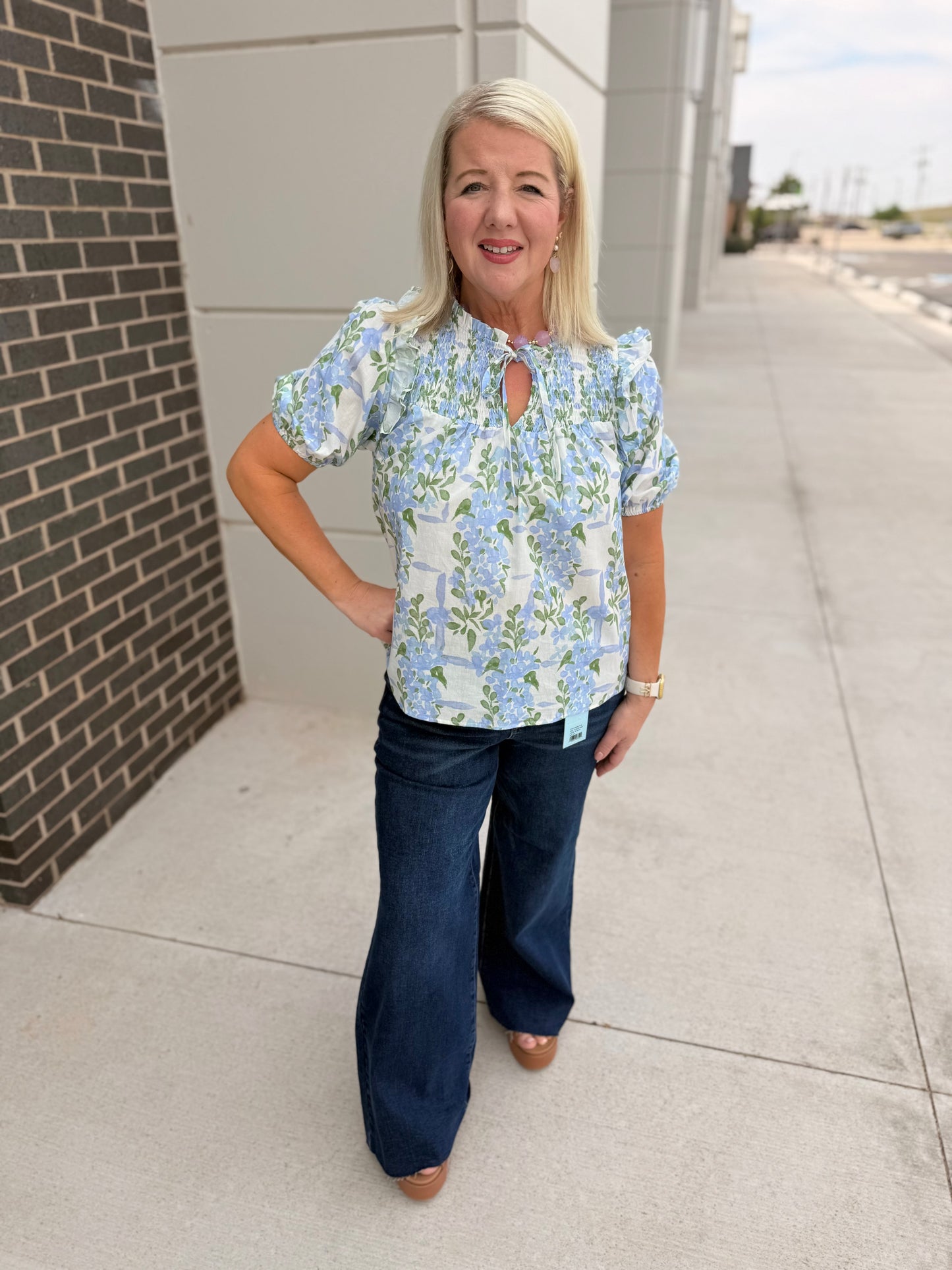 Blue Floral Cottage Blouse