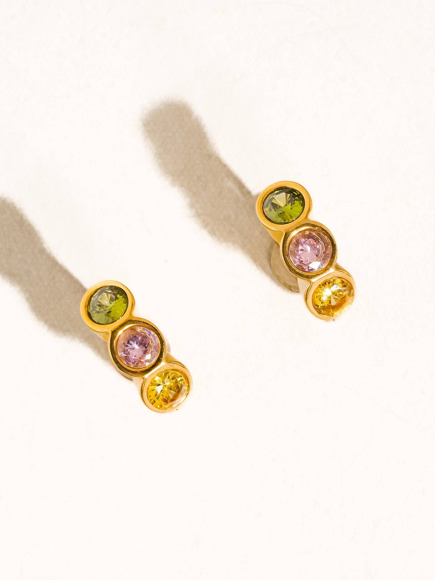 Azelia 18K Gold Non-Tarnish Colorful CZ Hoop Earrings: Multi-Colored