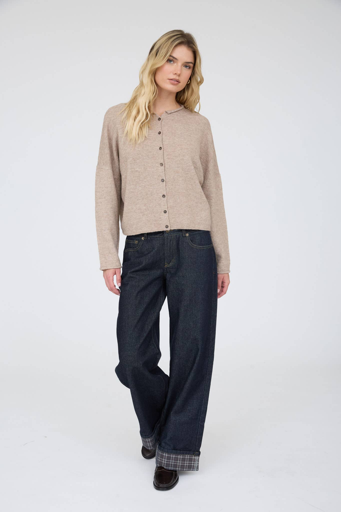 Light Mocha Lightweight Knit Cardigan