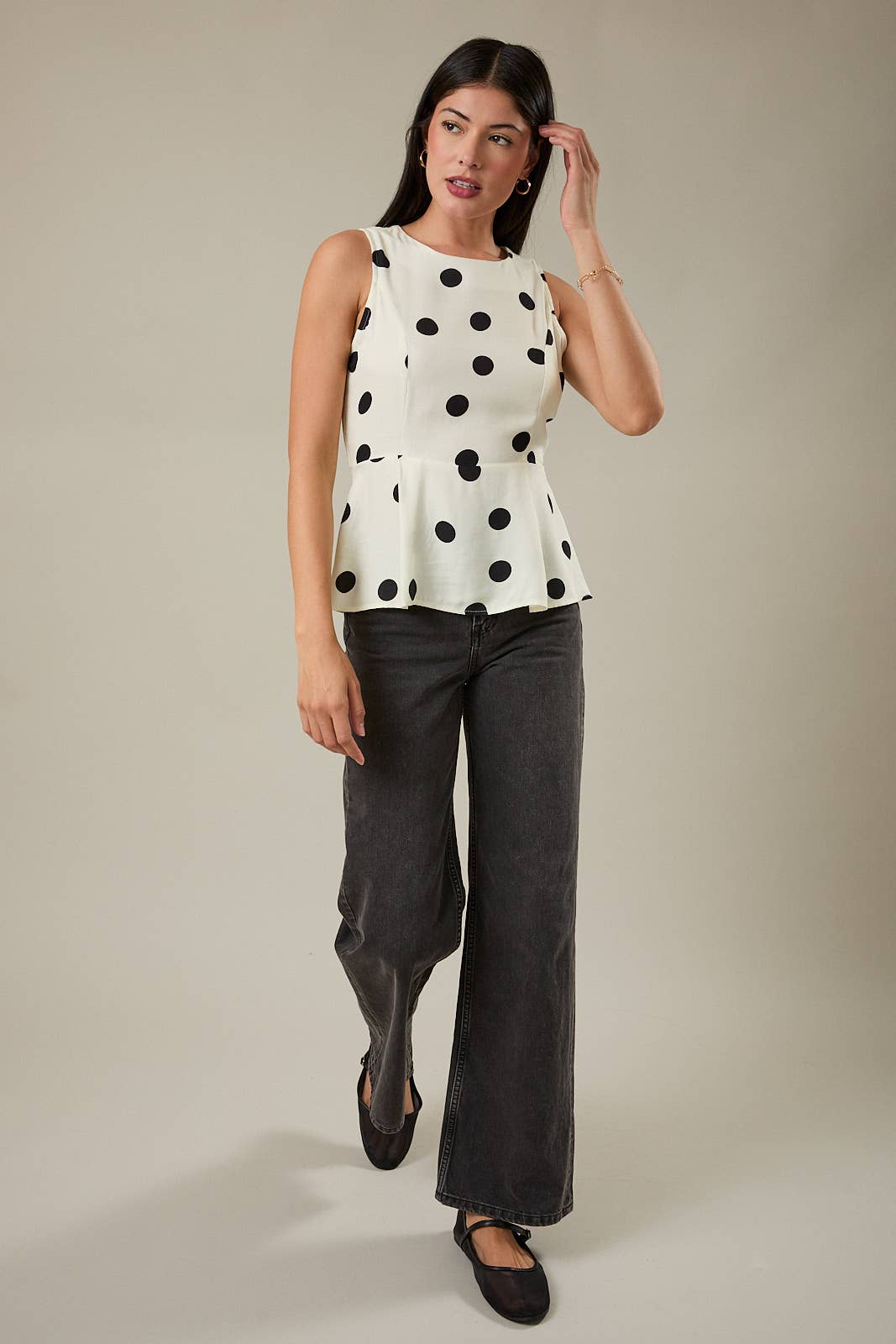 Polka Dot Peplum Blouse