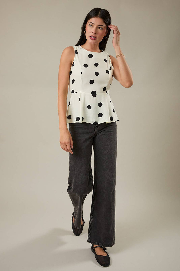 Polka Dot Peplum Blouse