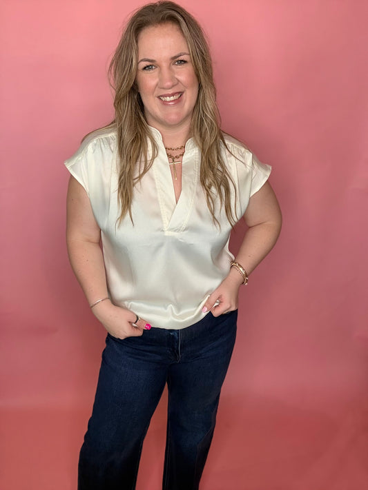 Cream Cap Sleeve Top