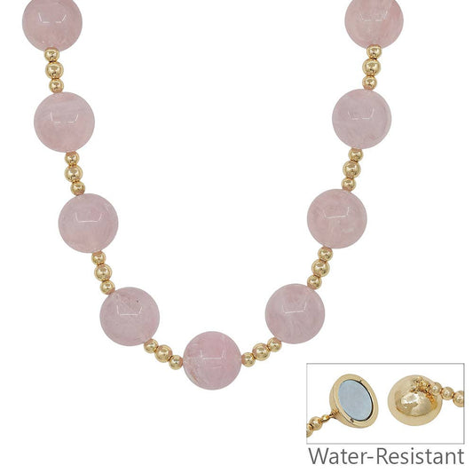 Water Resistant Large Pink Beaded Magnetic Closure Necklace
