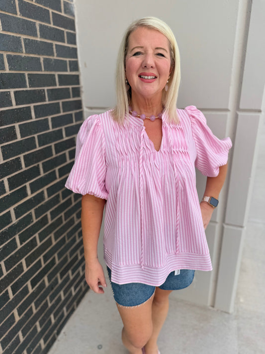 Pink Pinstripe Blouse