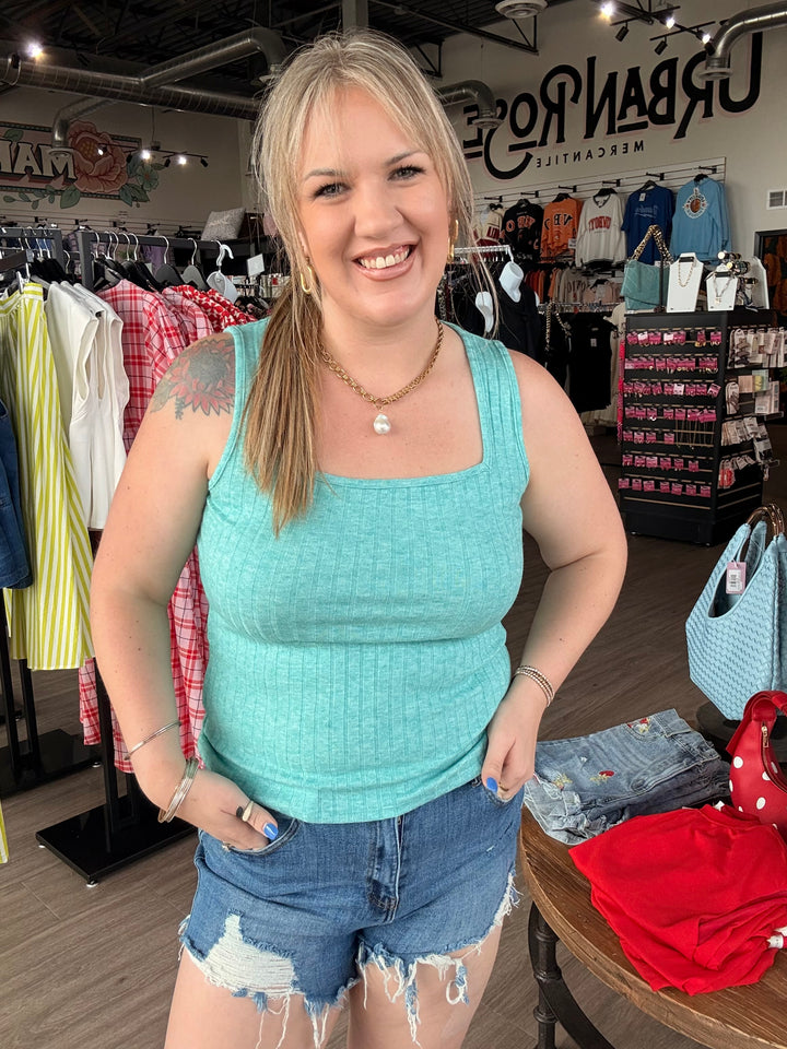 Ribbed Square Neck Tank (4 colors)