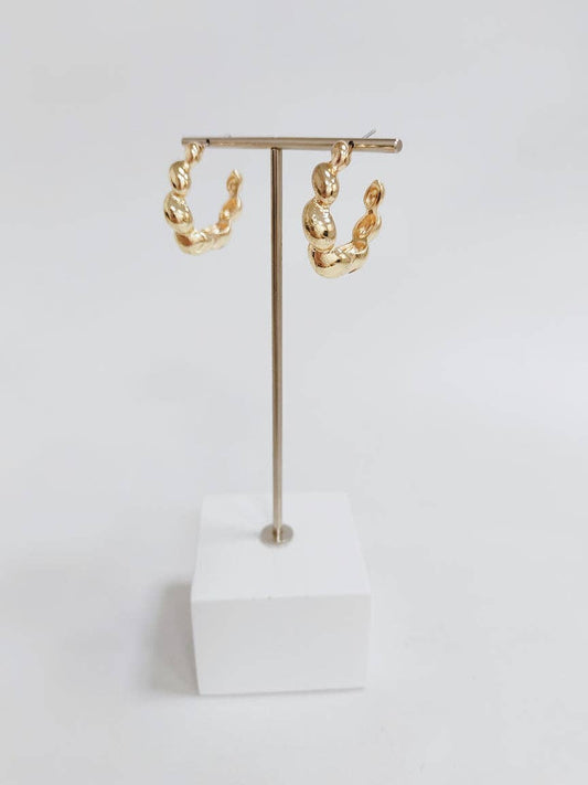 Gold Textured Twisted Hoop Earring