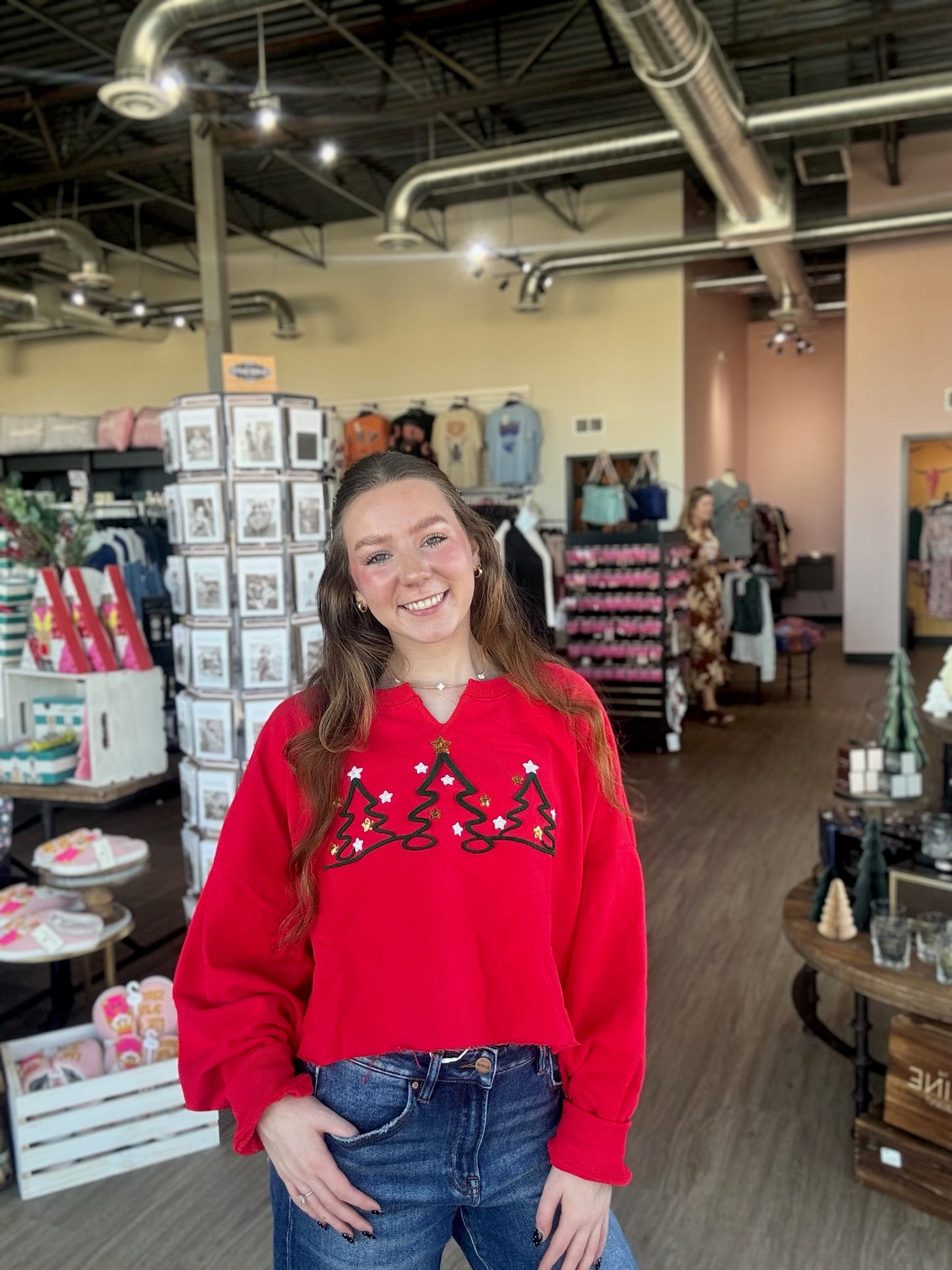 Red Felt Christmas Tree Sweater