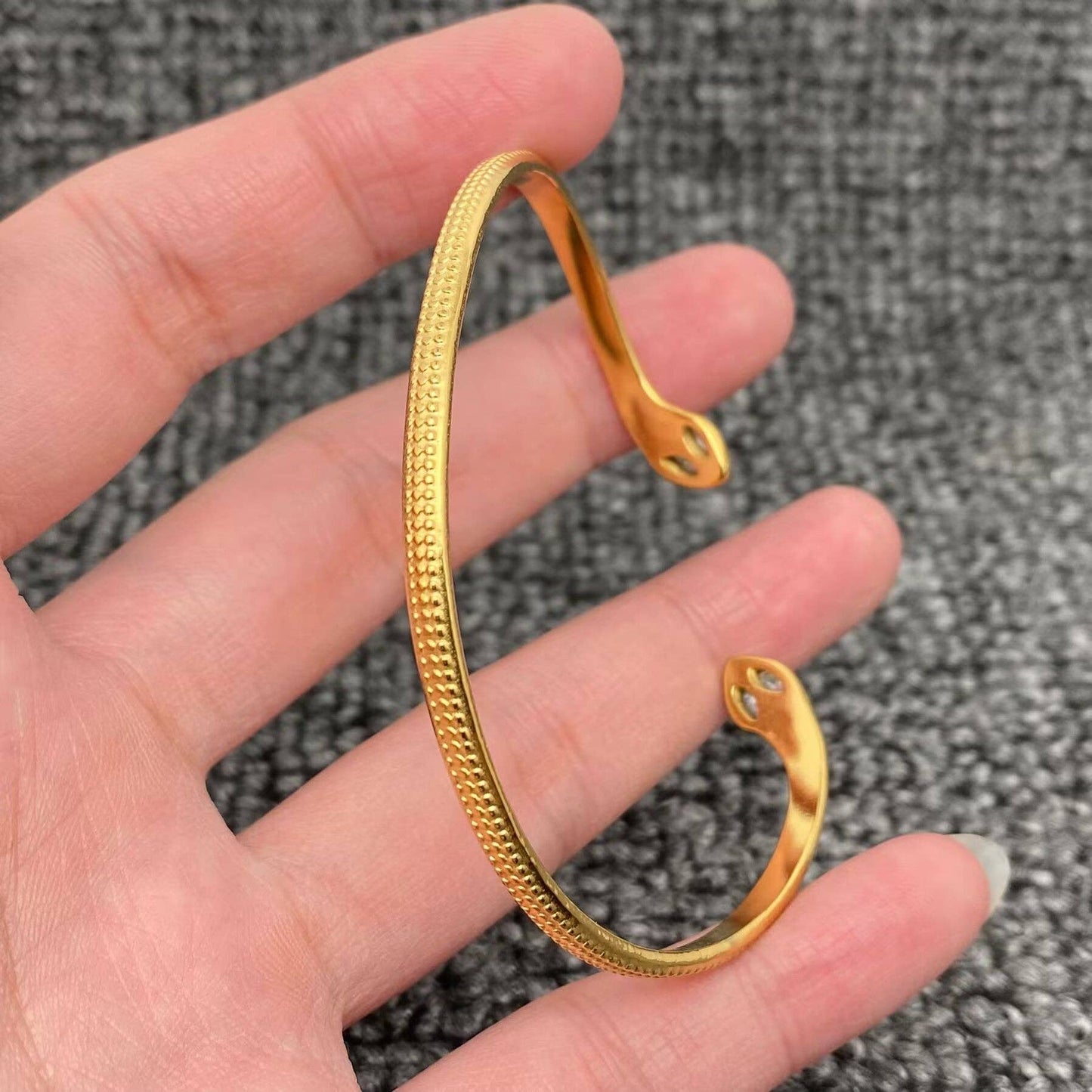 Double-headed Snake 18K Golden SS Adjustable Cuff - FGS