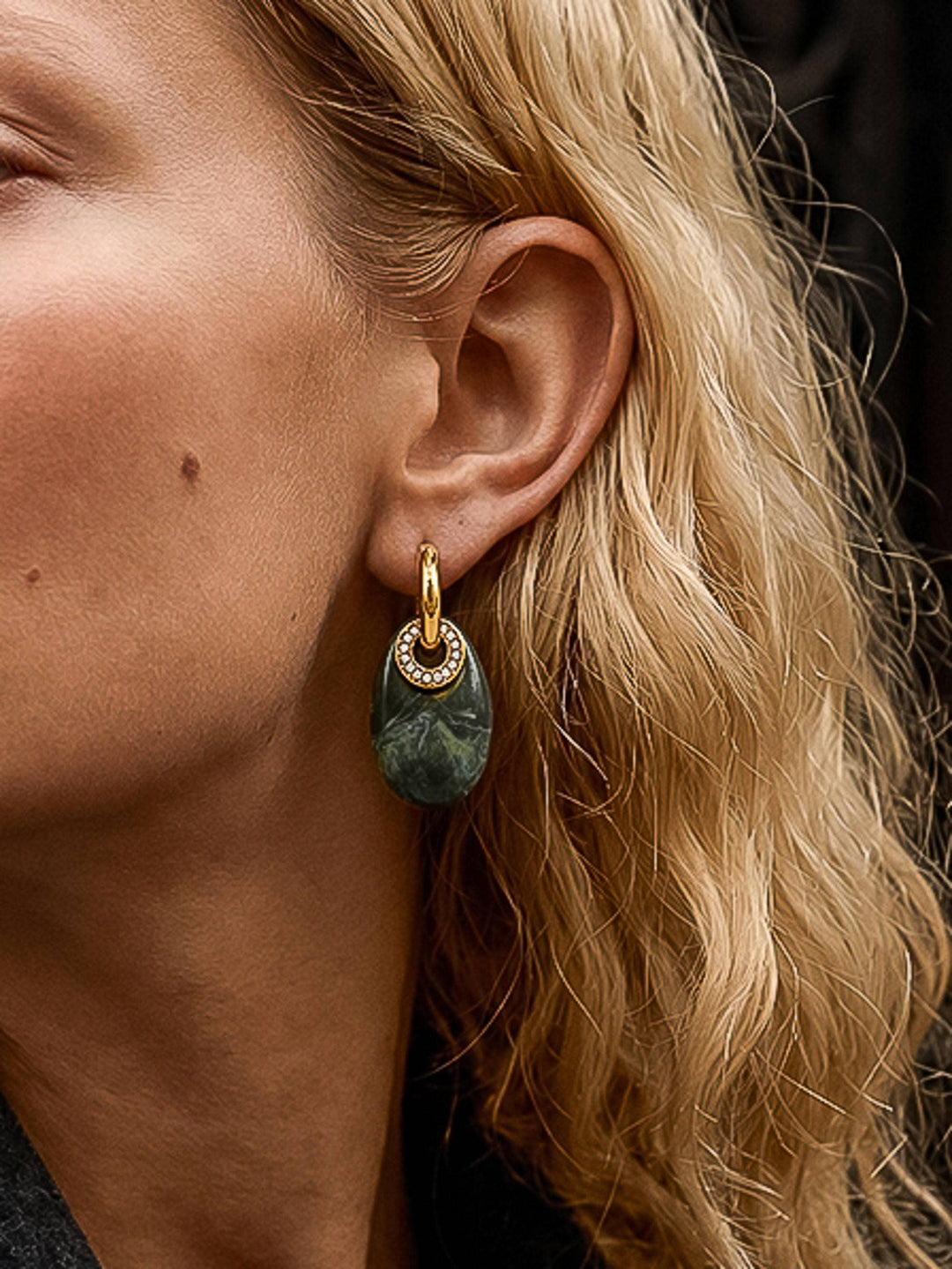 Canari 18K Gold Non-Tarnish Resin Hoop Earrings