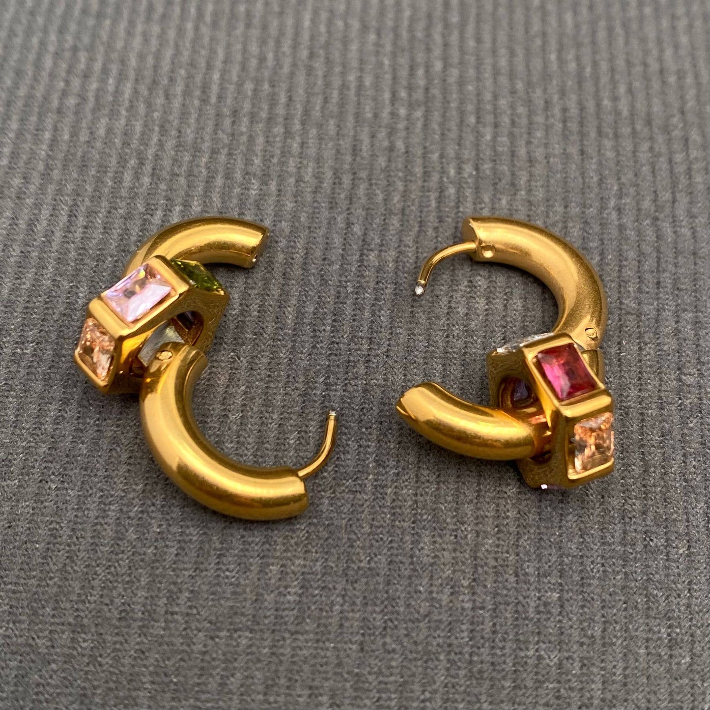 Bedazzled Bolt 18K Huggie Earrings