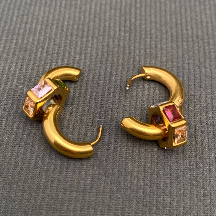Bedazzled Bolt 18K Huggie Earrings