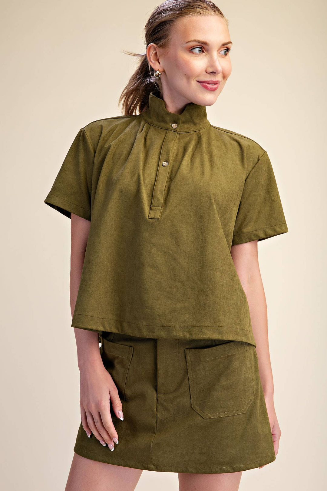 Olive Muse Suede Top