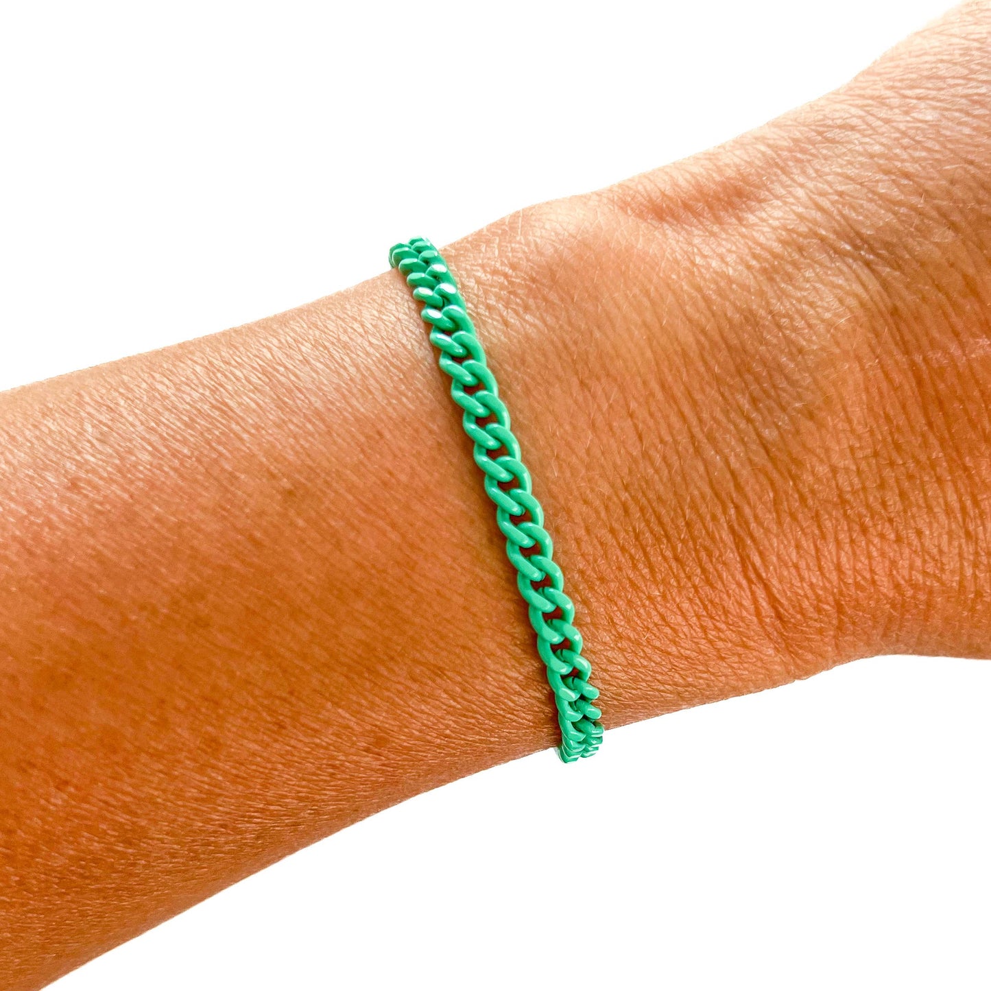 Green Colored Chain Link Bracelet
