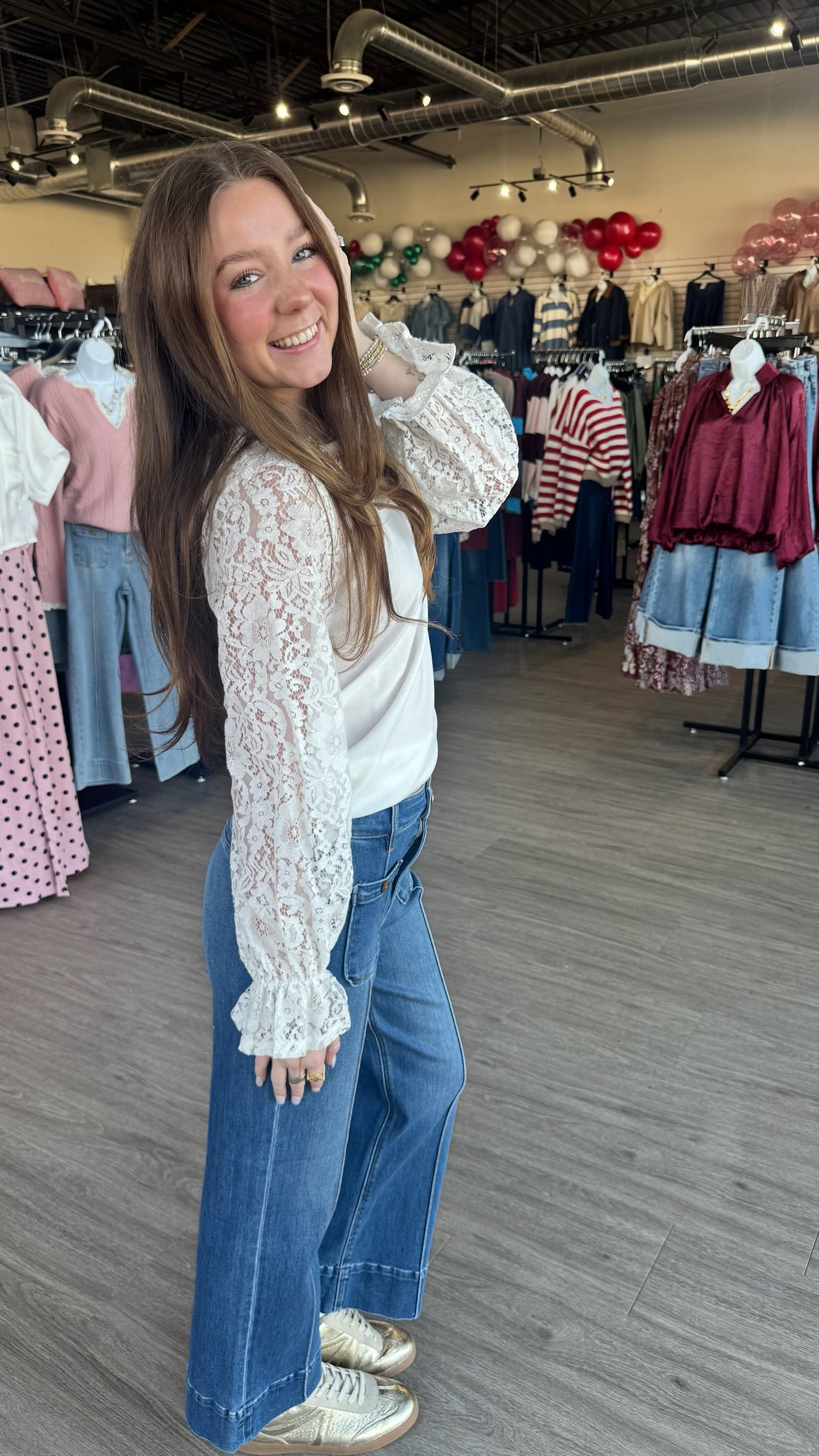 White Lace Peekaboo Top