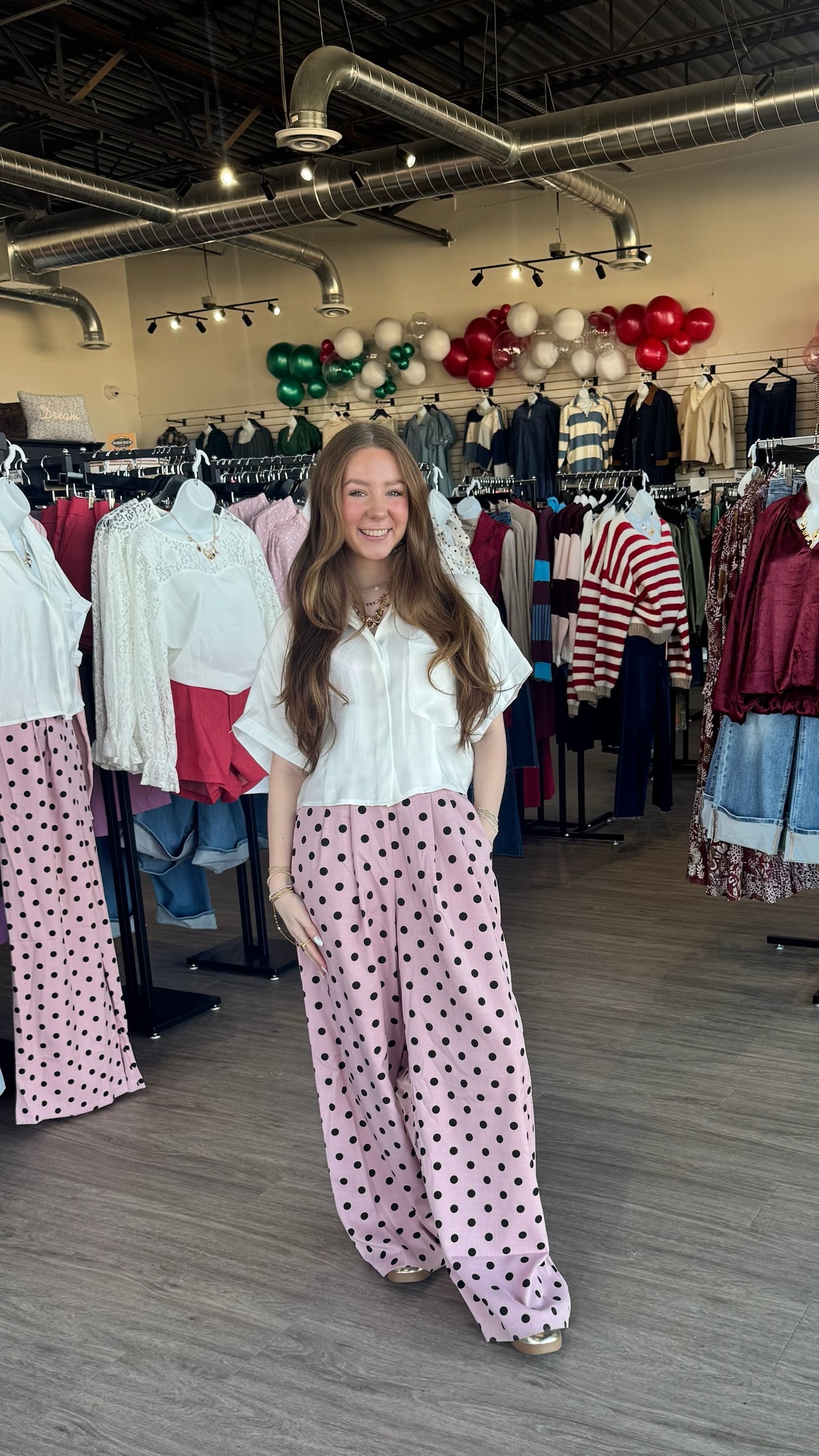 Blush Pleated High-Waisted Wide Pants