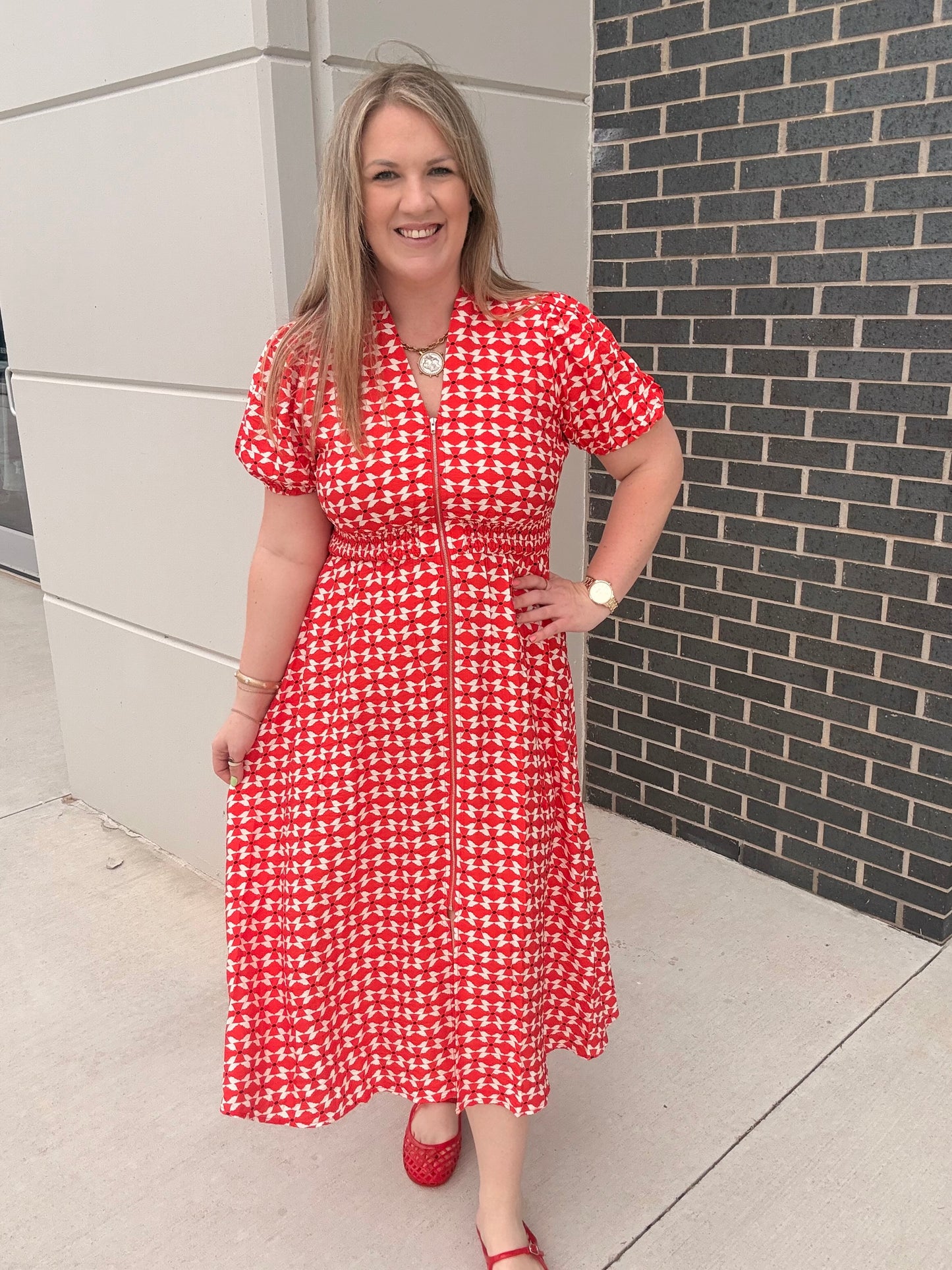 Red Abstract Pattern Dress