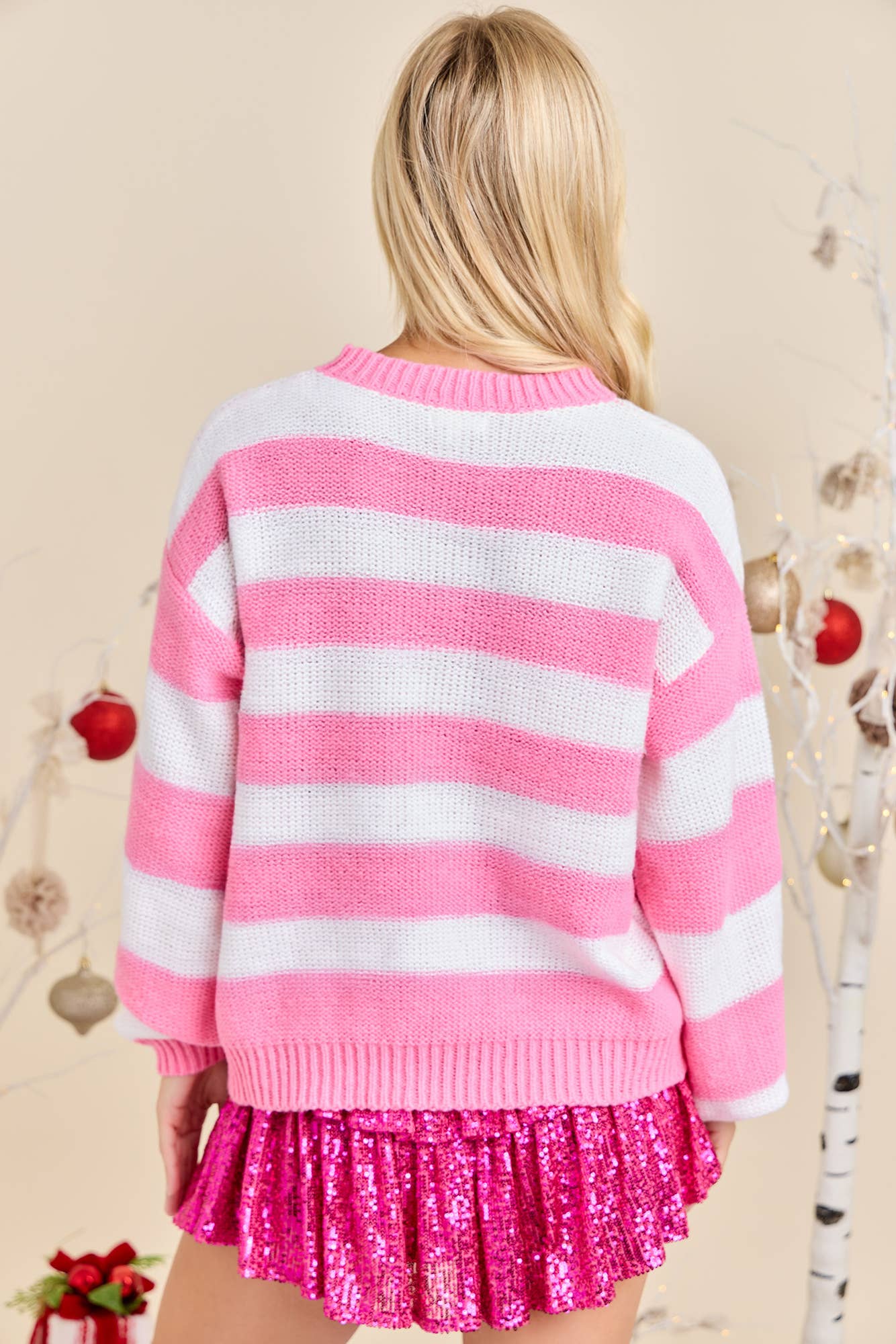 Pink Stripe Santa Baby Sweater