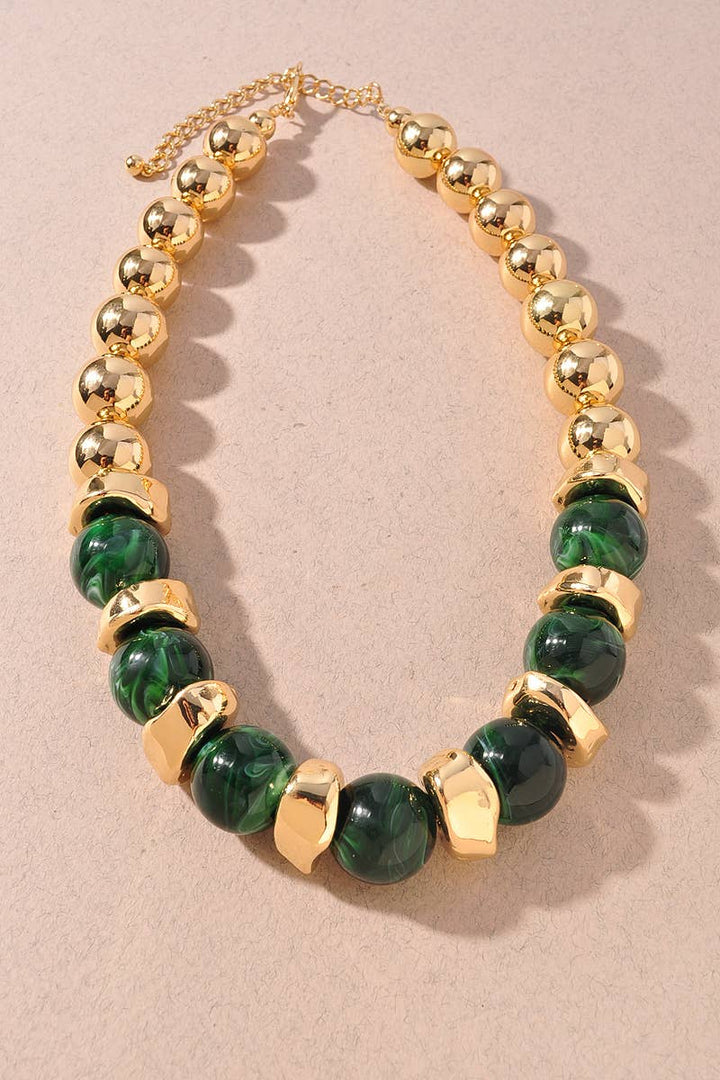 Emerald Marble Beaded Necklace