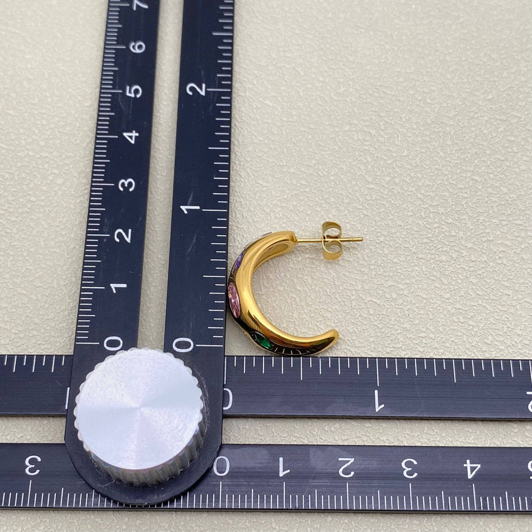 Bejeweled Gold C-Earrings