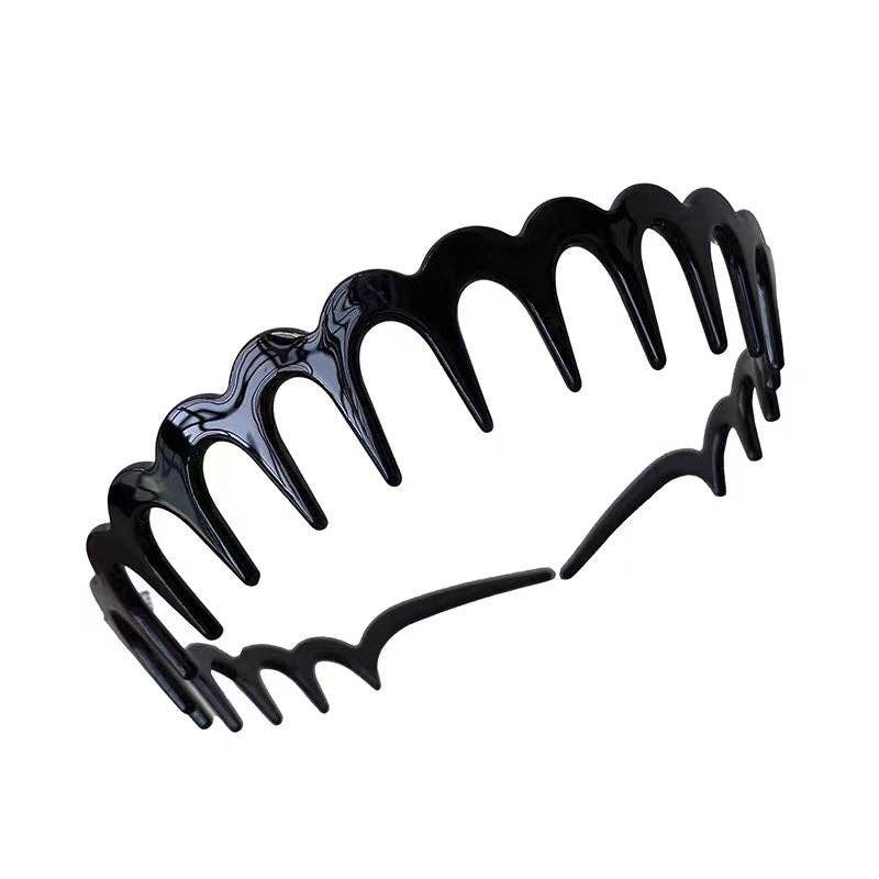 Vintage Leopard Weave Toothed Acetate Headband MK2SPM6W6HBD06: Coffee Blue