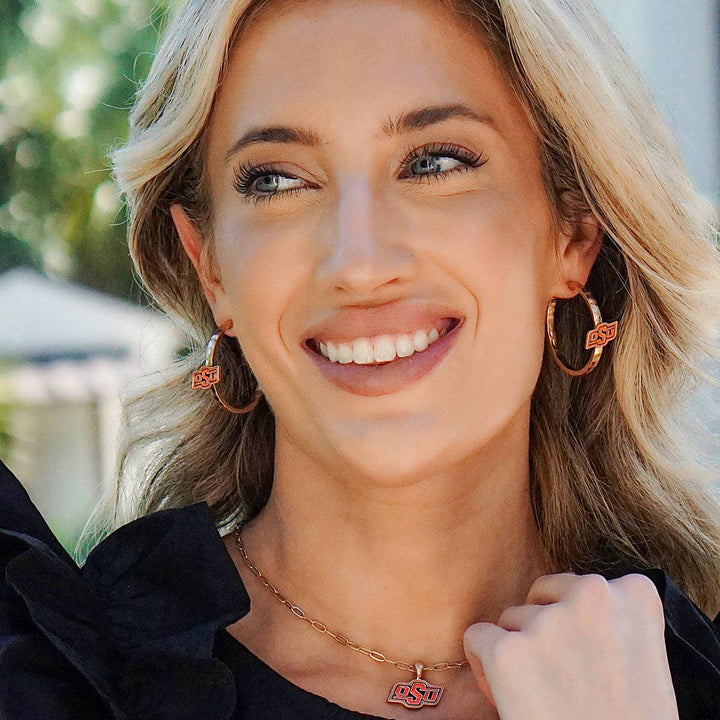 Oklahoma State Logo Hoop Earrings