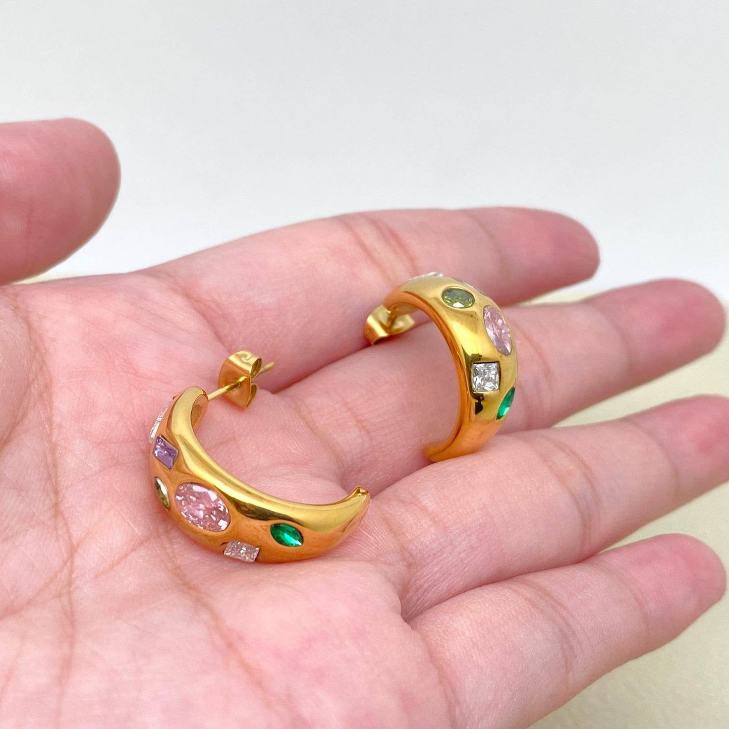 Bejeweled Gold C-Earrings