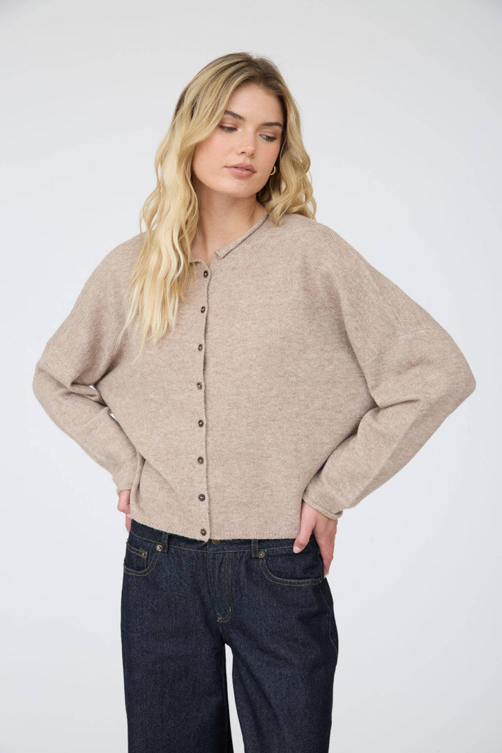 Light Mocha Lightweight Knit Cardigan