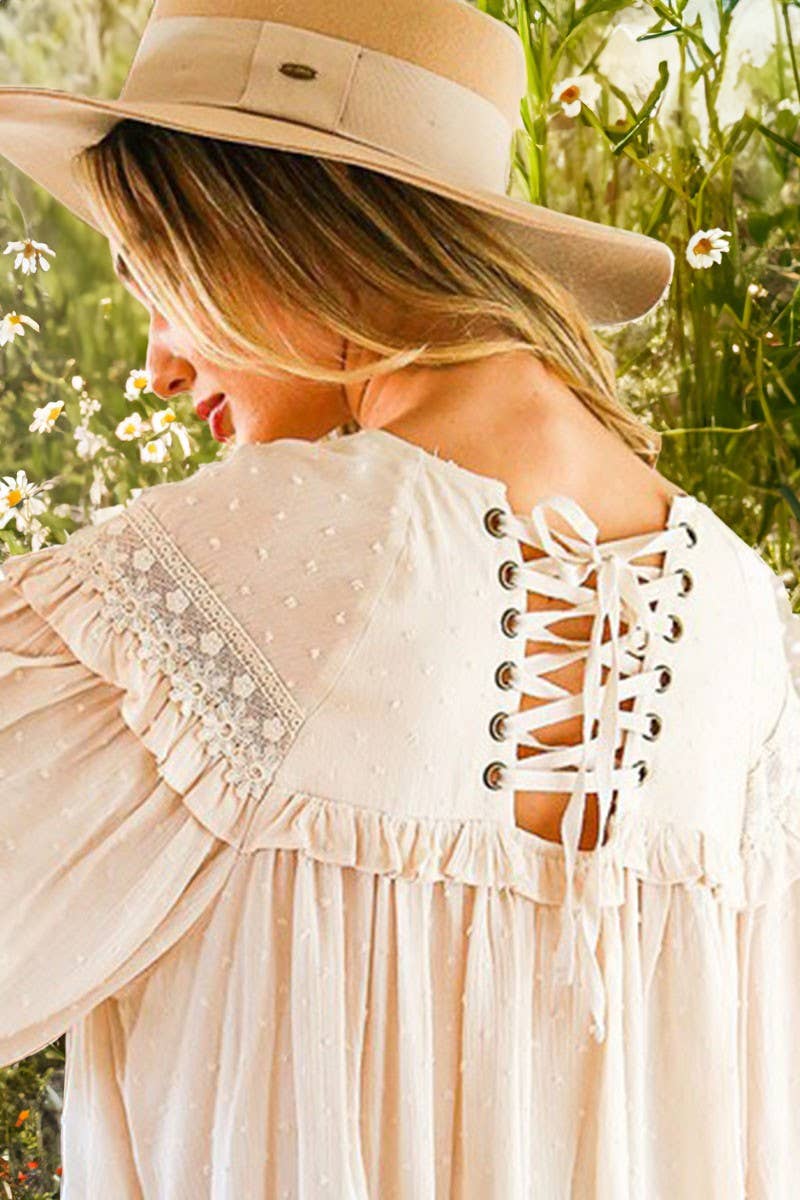 Lace-Up Back Detail Blouse