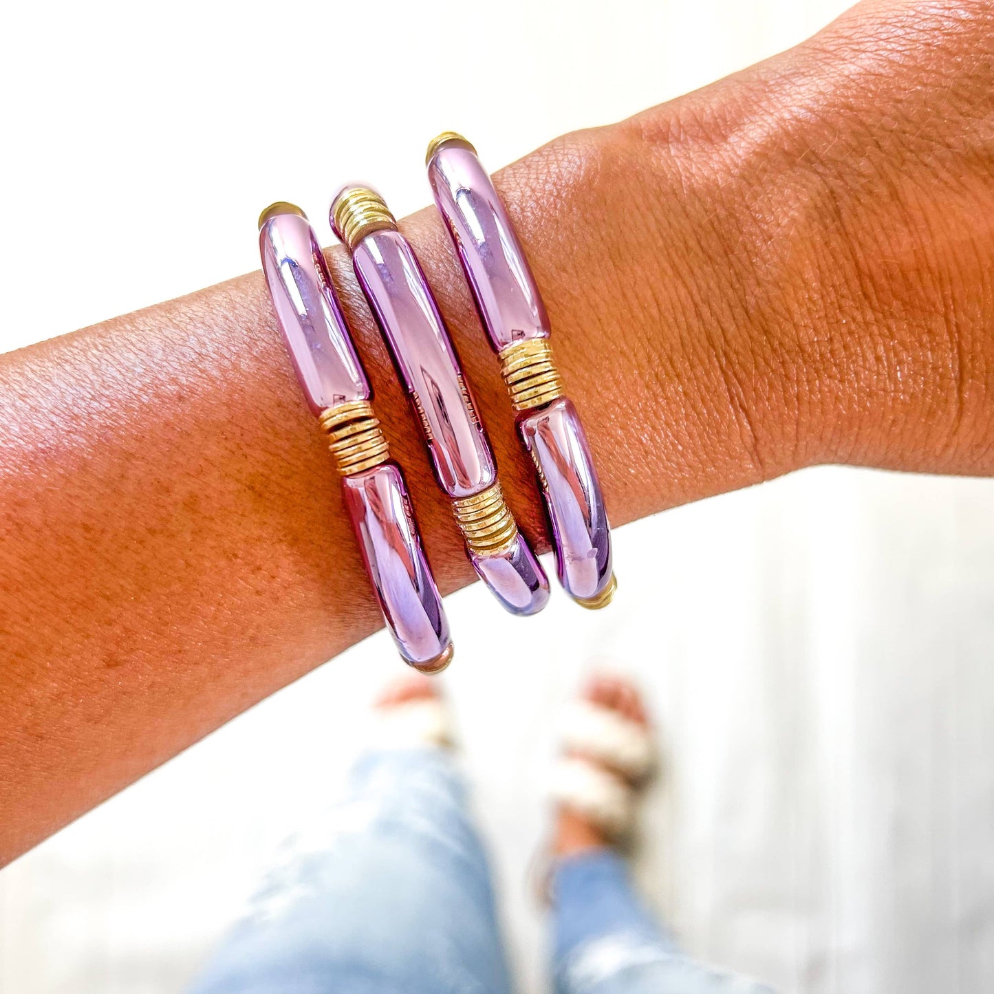 Metallic #57 Solid Purple Bamboo Bracelet