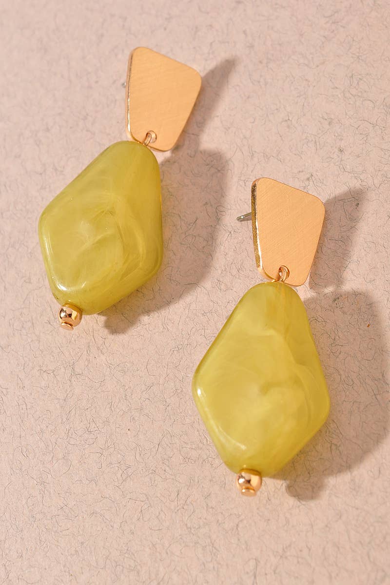 Olive Metal Dangle Earrings