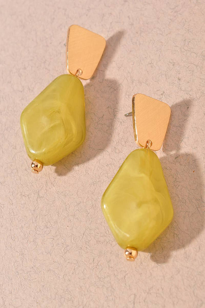 Olive Metal Dangle Earrings
