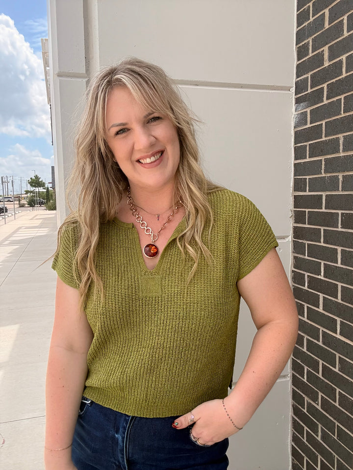 Kiwi V Knit Blouse
