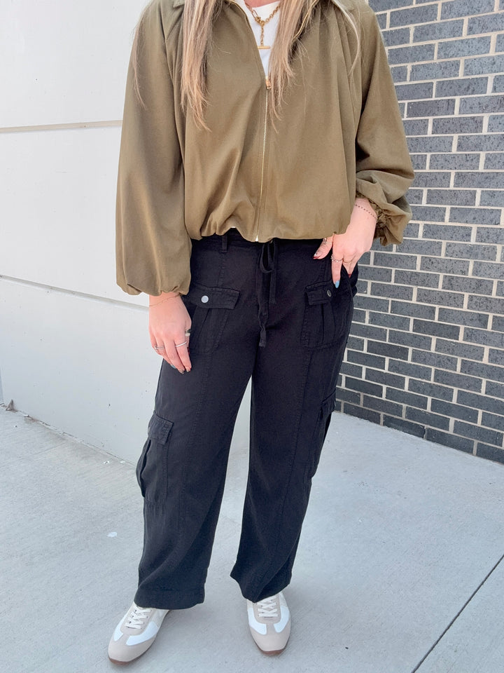 Tencel Relaxed Risen Cargo Pants