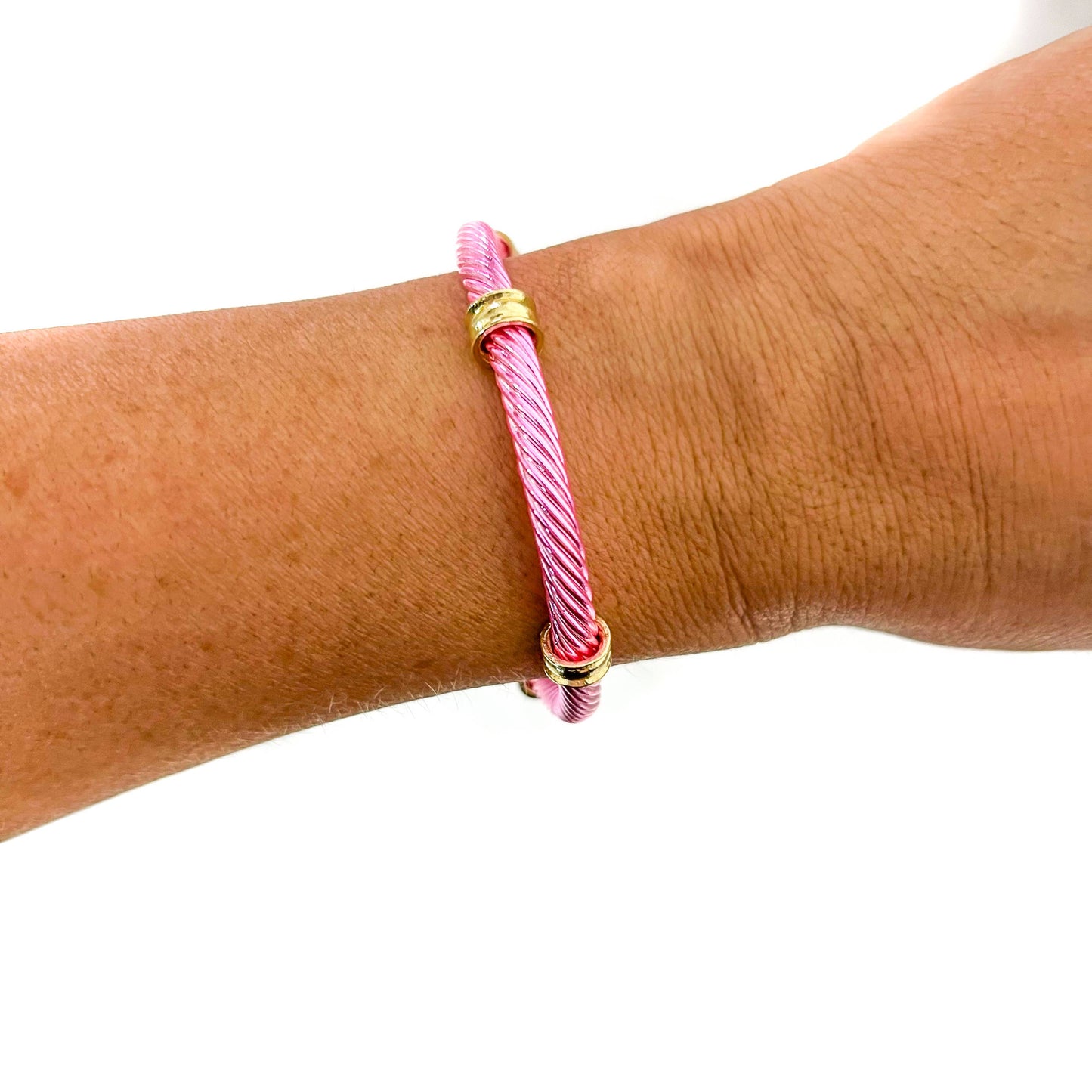 Metallic Pink Stretch Cable Bracelet