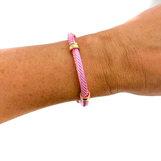 Metallic Pink Stretch Cable Bracelet
