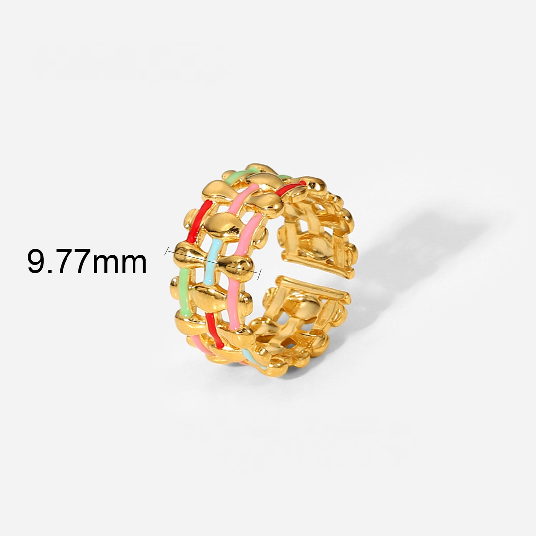18K Gold Plated Color Braided and V Ring