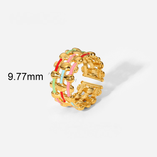 18K Gold Plated Colorful Basket Ring