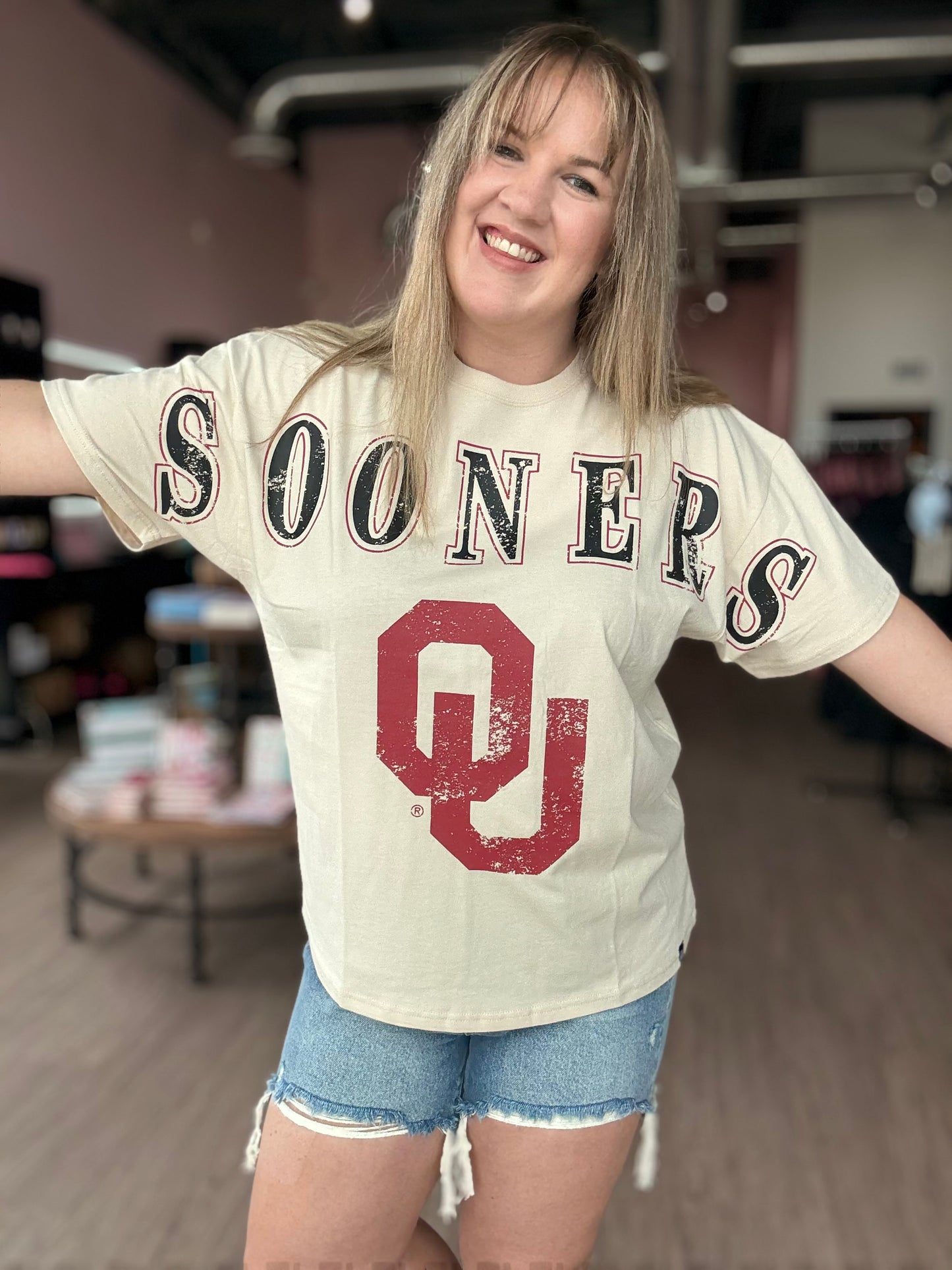 Oversized Sooners Sleeve Top