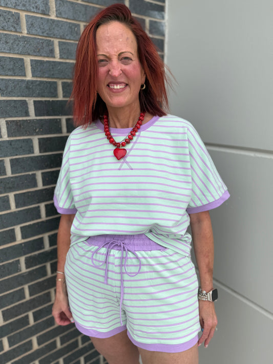 Purple/Mint Stripe SET