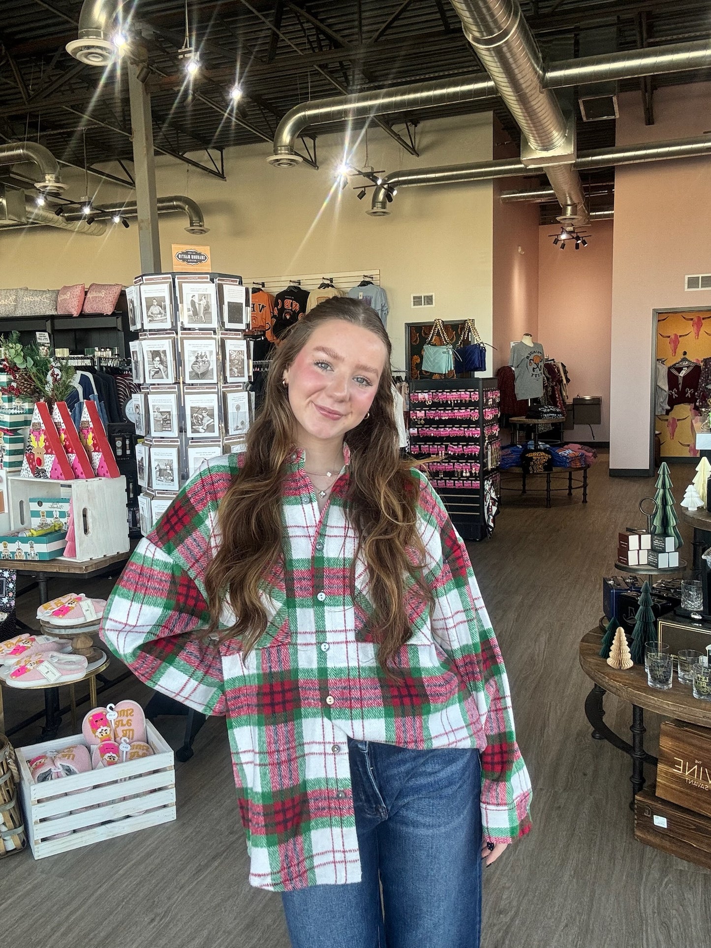 Green & Red Plaid Shacket