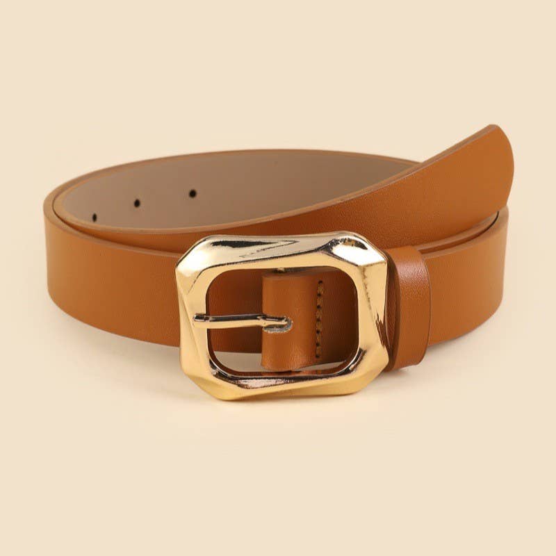 Tan Rectangle Buckle Belt