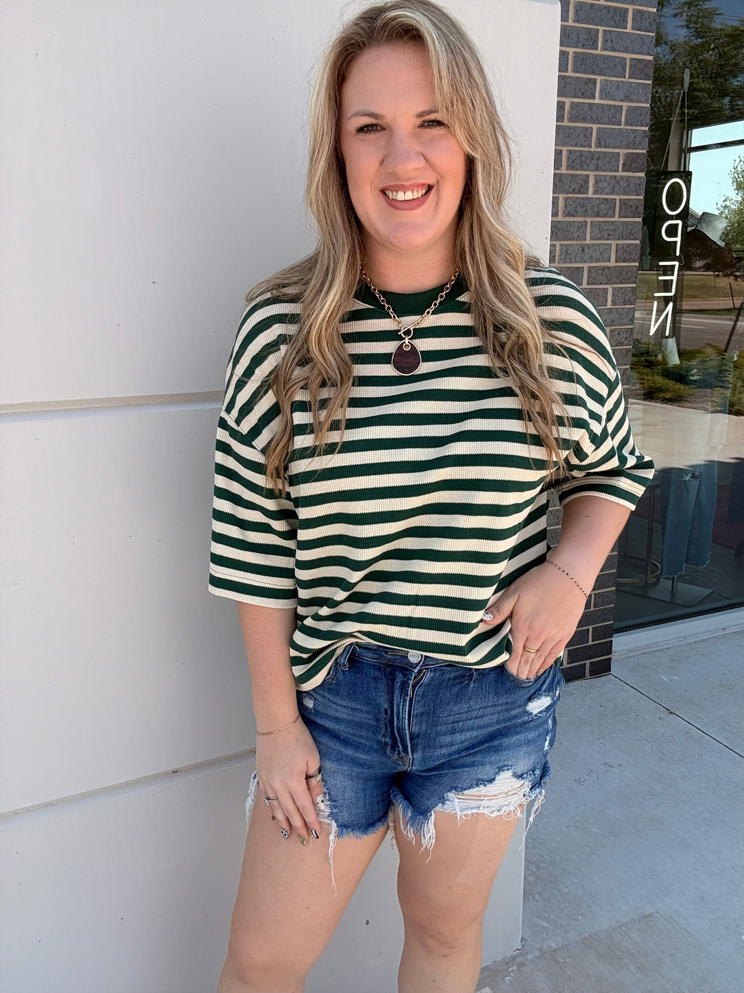 The Chelsea Stripe: Green/Cream