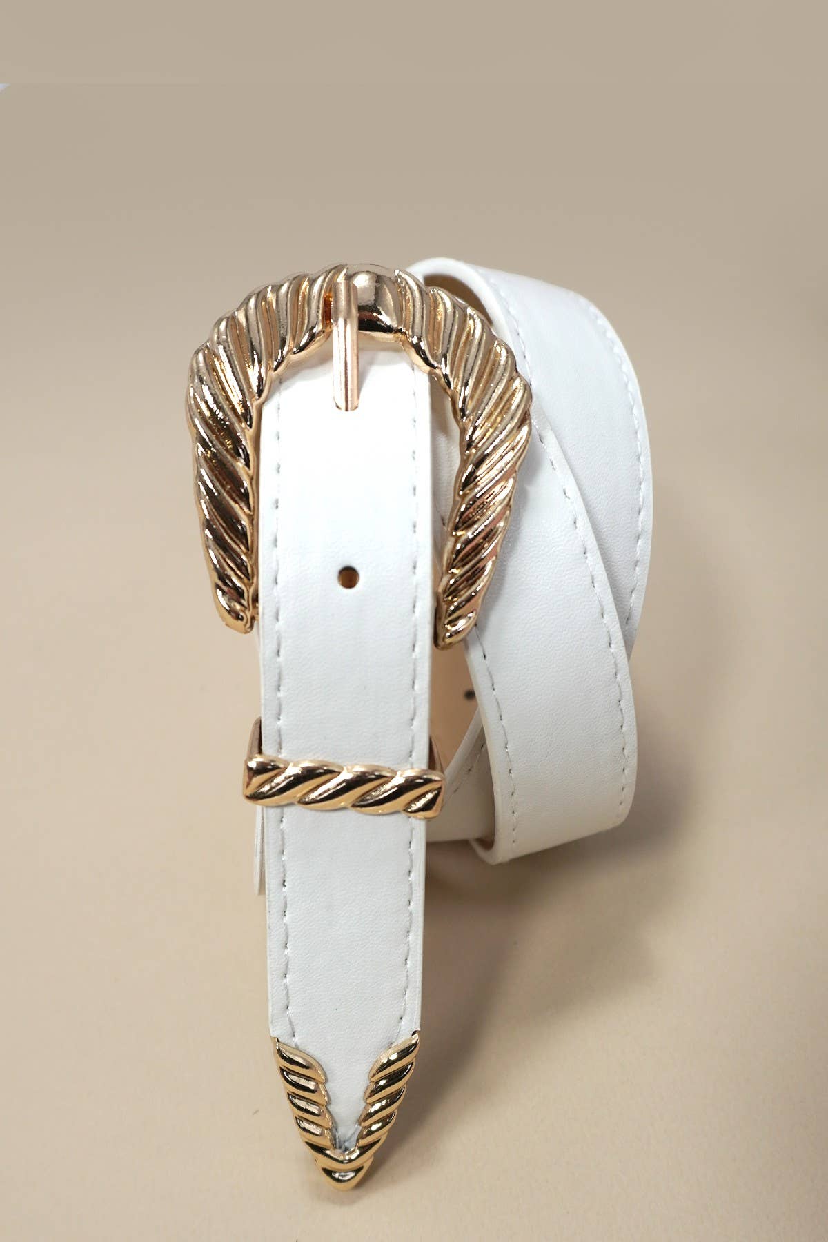 White Braided Buckle Belt