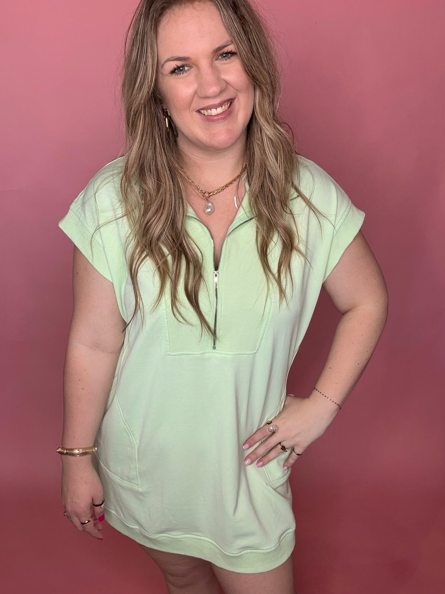 French Terry Green Dress
