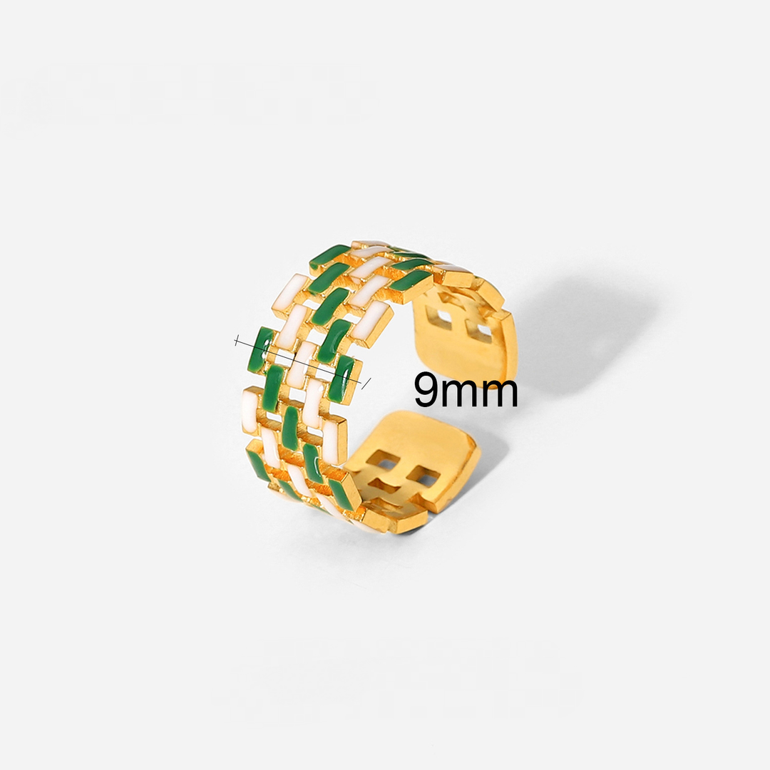 18K Gold Plated Red/White Basket Ring