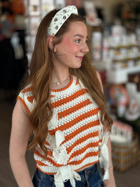 Football Jeweled Headband: White