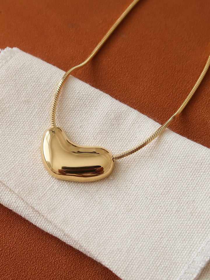 Louis 18K Gold Non-Tarnish Puffy Heart Necklace