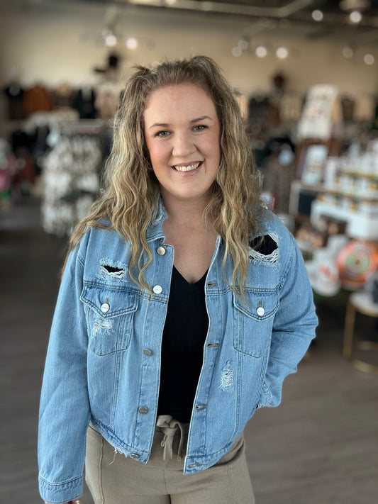 Heavy Distressed Crop Risen Jacket