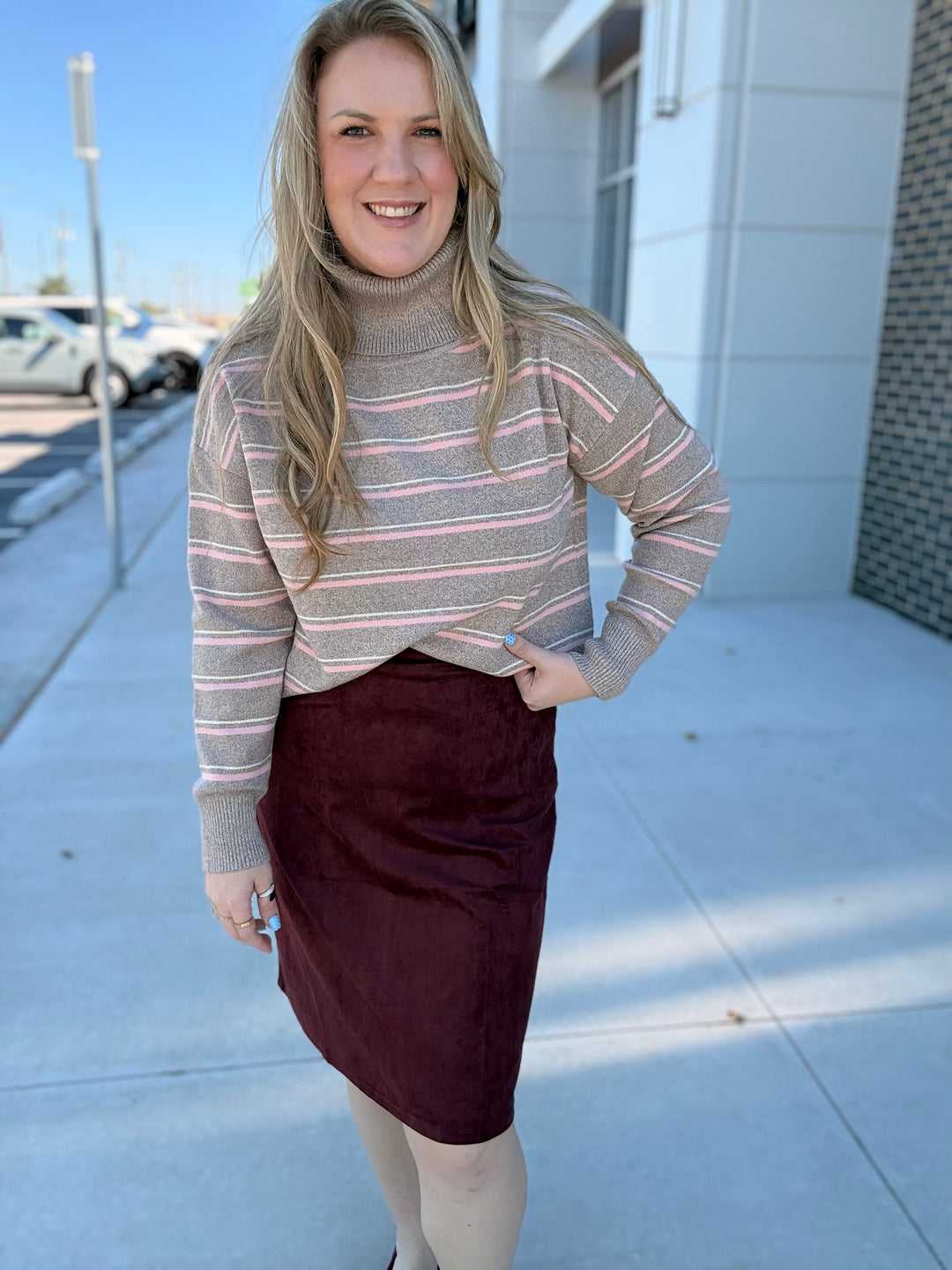 Pink Mocha Stripe Sweater