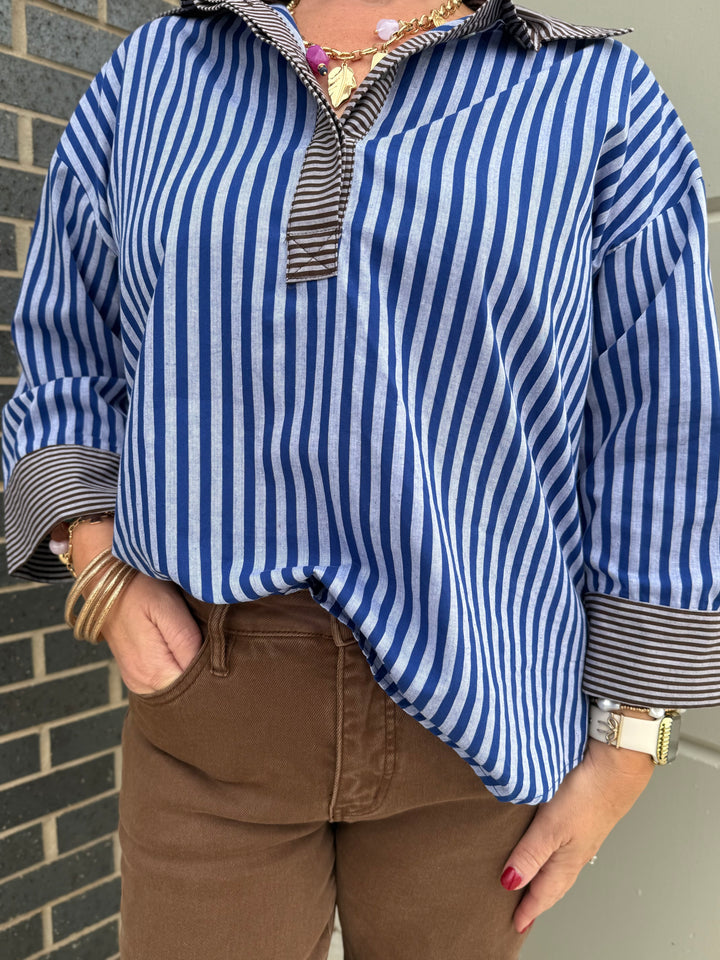 Blue Meets Brown Blouse